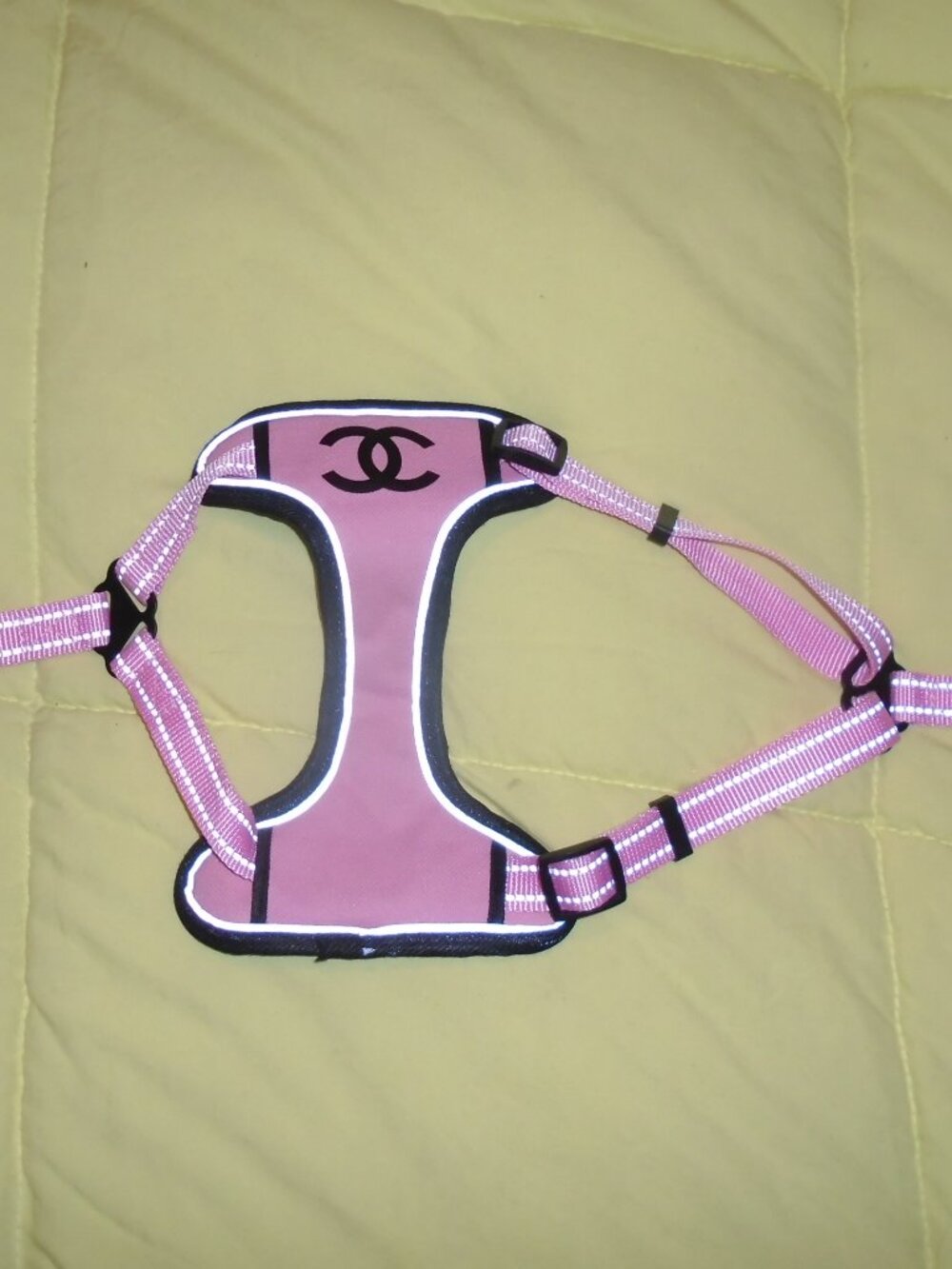 NEW LUXURY PINK BLACK DOG PET HARNESS SIZE MEDIUM FOR SMALL DOG BREEDS